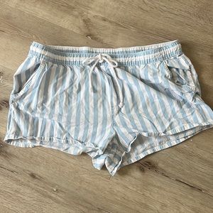 Baby blue and white striped shorts